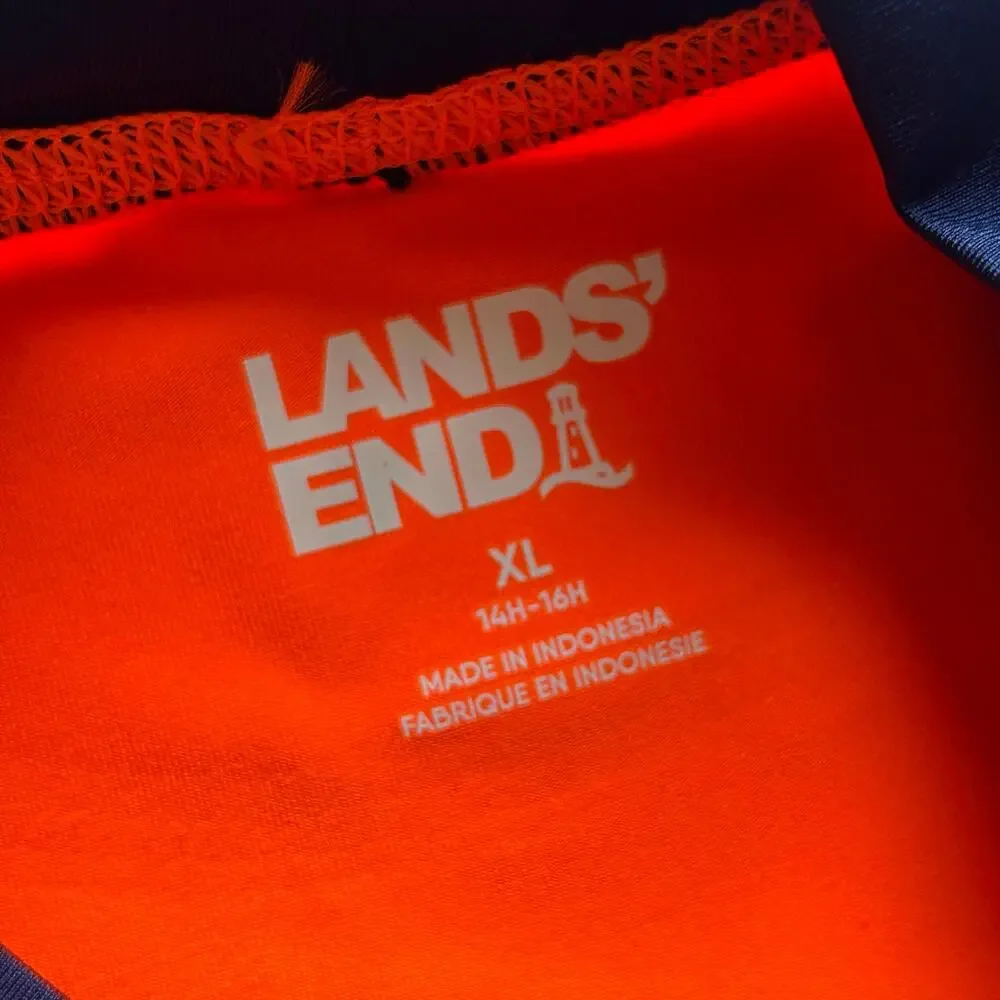 5/$25 Lands' End Boys Color Block Swim Rash Guard XL 14 to 16 Husky NWOT